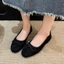 Ballet Style French Flat Suede Shoes Women's Shoes New Season Bow Black Granny Shoes Women