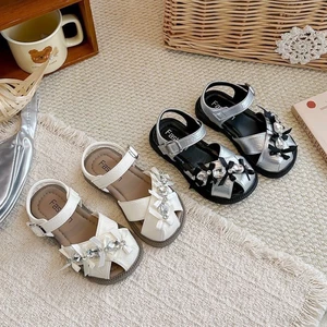 Bé Gái Phong Cách Hàn Quốc Nơ Dép Đính Kim Cương Giả Mùa Hè Mới Giày Bé Gái Nhỏ Thơm Đế Mềm Giày