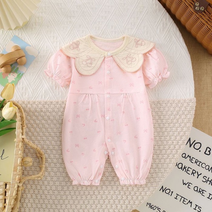 Bộ áo liền quần ngắn tay mỏng mùa hè nam nữ, hậu cung, áo liền quần, quần áo trẻ em mới kháng