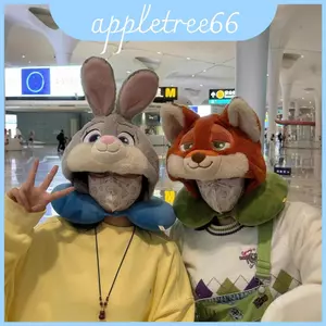 Gối cổ có mũ trùm đầu mềm mại Nick And Judy có phong cách hoạt hình cho trẻ em du lịch