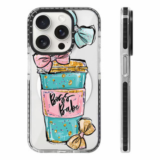 Ốp Sạc Từ Tính Không Dây Tương Thích Cho IPhone11 12 13 14 15 16 Pro Max Bowknot Coffee Cup Cover 15 16 PLUS 16E Silicone Mềm Trong Suốt Cản Vỏ Chống Sốc