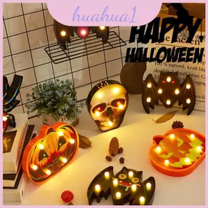 Đèn Led Halloween mê hoặc Đèn lồng để sử dụng ngoài trời với họa tiết bí ngô và nhện đầu lâu dơi