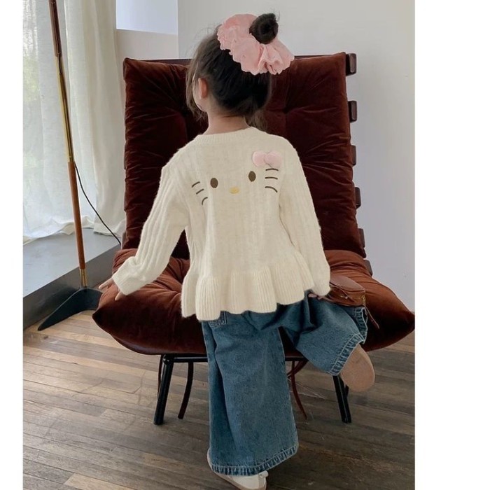 Bé Gái Áo Len Cardigan Phong Cách Hàn Quốc Bé Mèo Quần Áo Trẻ Em Áo Khoác Trẻ Em