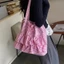 Ruffled Plaid Canvas Bag Shoulder Commuting New Internet Celebrity Japanese Student Bucket Large