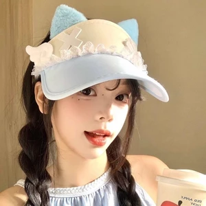 Original Cat Ear Hollow Sun Hat Millennial Subculture Flow Hat Womens Text European Style Cute H