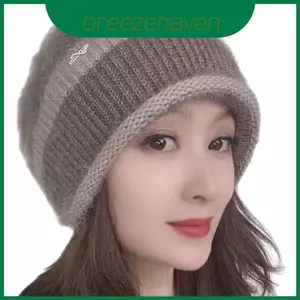 Mũ Acrylic dệt kim dày dành cho nữ Beanie thông thường thanh lịch với phụ kiện mùa đông thoải mái mềm mại