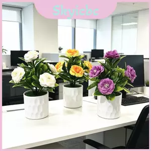 Sắp xếp lãng mạn hoa hồng nhân tạo với đế nhựa để trang trí sự kiện và tạo kiểu văn phòng tại nhà