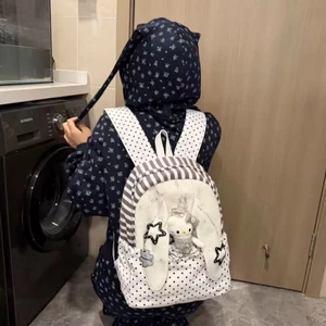 Korean Cute Rabbit Polka Dot Backpack For Female Students Large Capacity Versatile School Bag St