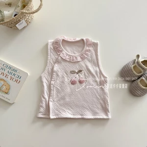 áo vest phong cách trẻ em mùa xuân thu mới áo khoác bé gái phong cách thêu ren áo
