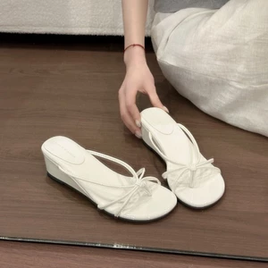 Black Internet Celebrity Hot Style Wedge Flip-Flops Womens Summer Outerwear New Style Multi-matc