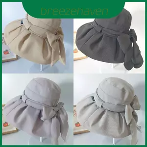 Mũ mùa hè vành cỡ lớn dành cho nữ có nơ ruy băng và tấm che nắng ngoài trời để sử dụng