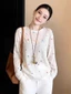 Áo chống nắng mỏng hơi trong suốt in chấm bi cho nữ, áo thun cổ tròn giảm béo đa năng