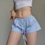 Striped Button Drawstring Low Waist Shorts Women's Beach Loose And Versatile Low Waist Casual