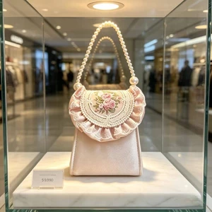 Pearl Handbag, Antique Style Embroidered Lace Lolita Bag, Han Element Crossbody Bag, Matching