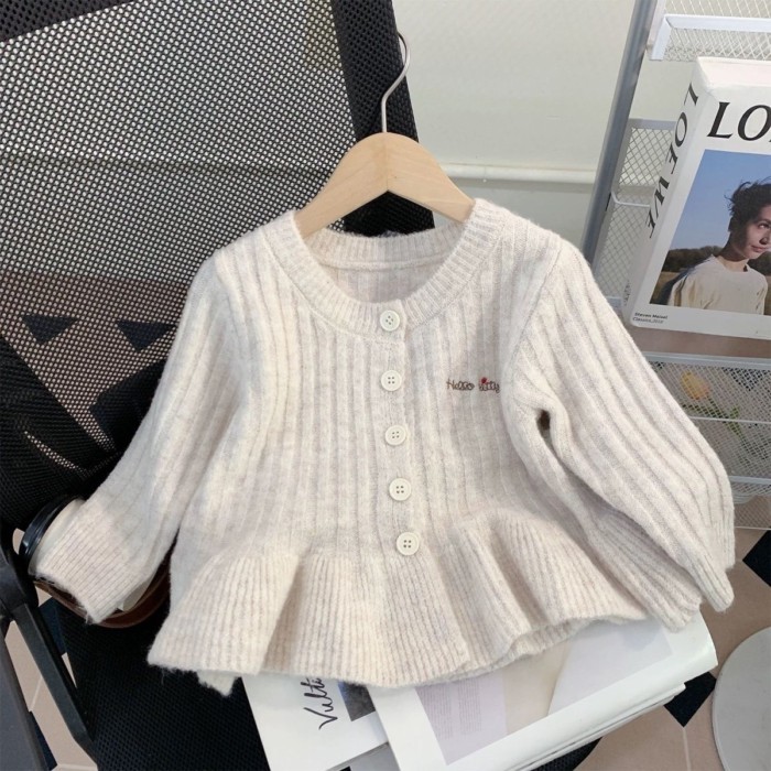 Bé Gái Áo Len Cardigan Phong Cách Hàn Quốc Bé Mèo Quần Áo Trẻ Em Áo Khoác Trẻ Em