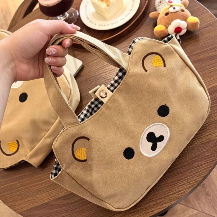Rilakkuma Túi xách dễ thương nữ Nhật Bản hoạt hình túi vải đi lại túi đựng đồ ăn trưa mềm mại