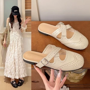 Dép xỏ ngón một chân Mary Jane phong cách Pháp dành cho nữ giày cao gót mùa xuân hè kèm váy mules