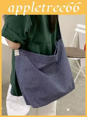 Túi đeo vai mềm bằng vải Cotton kẻ sọc có sức chứa lớn và có khóa kéo mặc thường ngày cho