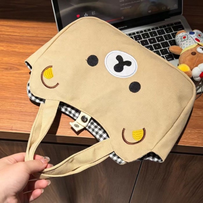 Rilakkuma Túi xách dễ thương nữ Nhật Bản hoạt hình túi vải đi lại túi đựng đồ ăn trưa mềm mại