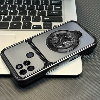 Ốp Lưng Cho OPPO A15 A15S Mạ Điện Trong Suốt Cao Cấp Cửa Sổ Lớn Ốp Lưng Điện Thoại Xoay Thẩm Mỹ Chân Đế Laser Thiết Kế Mới
