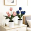 Bàn hoa Tulip Chậu cây nhỏ bằng nhựa và lụa để trang trí tiệc cưới trong nhà