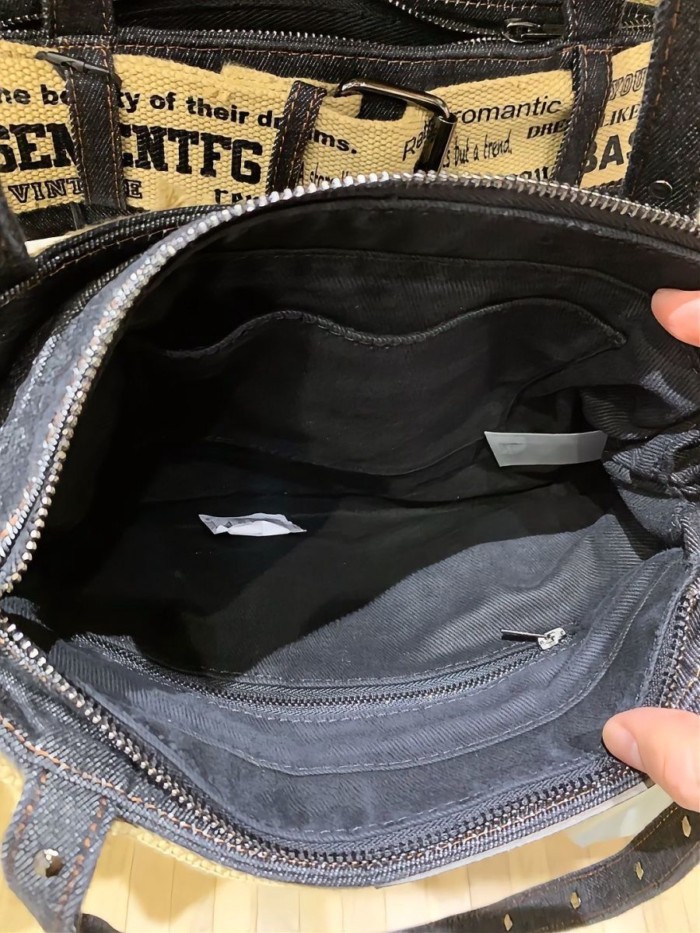 Túi tote cầm tay denim phong cách retro Hàn Quốc túi đeo vai dung tích lớn