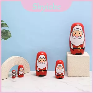 Bộ búp bê ông già Noel làm tổ bằng gỗ với trang trí ngày lễ Giáng sinh và tối giản hiện đại cho phong cách quà tặng