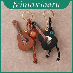 Đàn Guitar Pu Túi Thời Trang Phụ Kiện Móc Khóa Handmade Để Mang Theo Thường Ngày