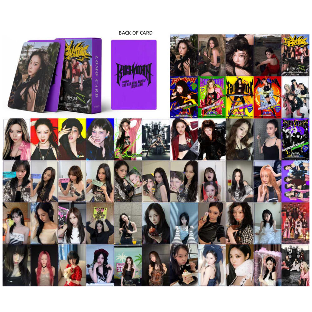 LINXX 55 Chiếc Aespa Karina Lomo Thẻ Người Giàu Album K-Pop Cô Gái Nhóm Thành Viên Bộ Sưu Tập Ba Chiều Thẻ Hàng Hóa Quạt Quà Tặng