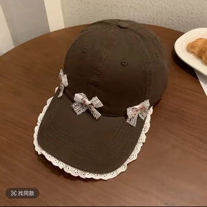bow Lace Baseball Cap For Women, Korean Version, All-match Face-showing Small Peaked Cap, Large
