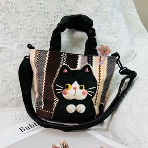 New Fashionable Plush Cat Commuting Large-capacity Casual Bucket Bags, Exquisite And Versatile H