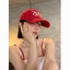 Korean Version Ins Letter Embroidery Red Baseball Cap For Women Spring And Summer Wide Brim Big F