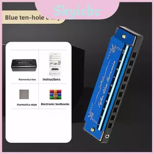 Fei Fan 10 lỗ C Key Blues Harmonica với ống ngậm nhựa để thực hành hiệu suất