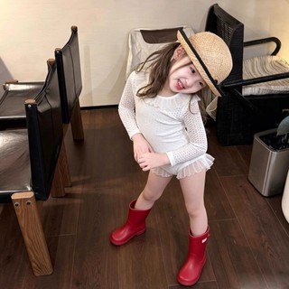 Bé Gái Đồ Bơi Mùa Hè Phong Cách Mới Bé Gái Phối Ren Tay Dài Đồ Bơi Một Mảnh Mỏng Bé Chống Nắng Đ
