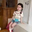 cô gái hoạt hình giả hai mảnh tay ngắn vá quần short denim hai mảnh mùa hè phong cách mới phong