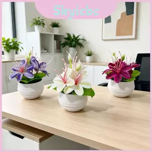 Cây cảnh Mini nhài nhân tạo có lá nhựa mềm để trang trí nội thất và đạo cụ chụp ảnh