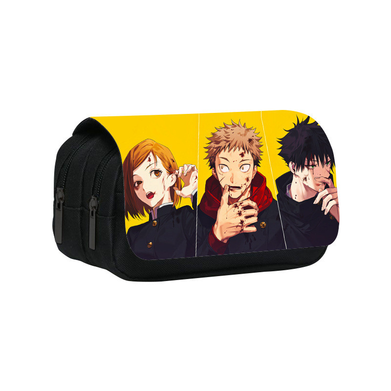 Họa tiết Kaisen Jujutsu Hai Lớp Flip Cover Học Sinh Văn Phòng Phẩm Lưu Trữ Túi Đựng Bút Chì Để Sử Dụng Trường Học