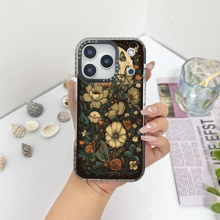 Ốp Lưng Màu Hoa Lớn Màu Retro Tương Thích Cho IPhone 11 12 13 14 15 16 17 Pro Max 12Mini Cover X XR XSMax Silicone Mềm Trong Suốt Cản SE 2022 6 7 8Plus Vỏ Chống Sốc