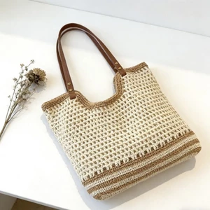 Beach Woven Bag Hollow New Style Single Shoulder Seaside Vacation Straw Large Capacity Commuting