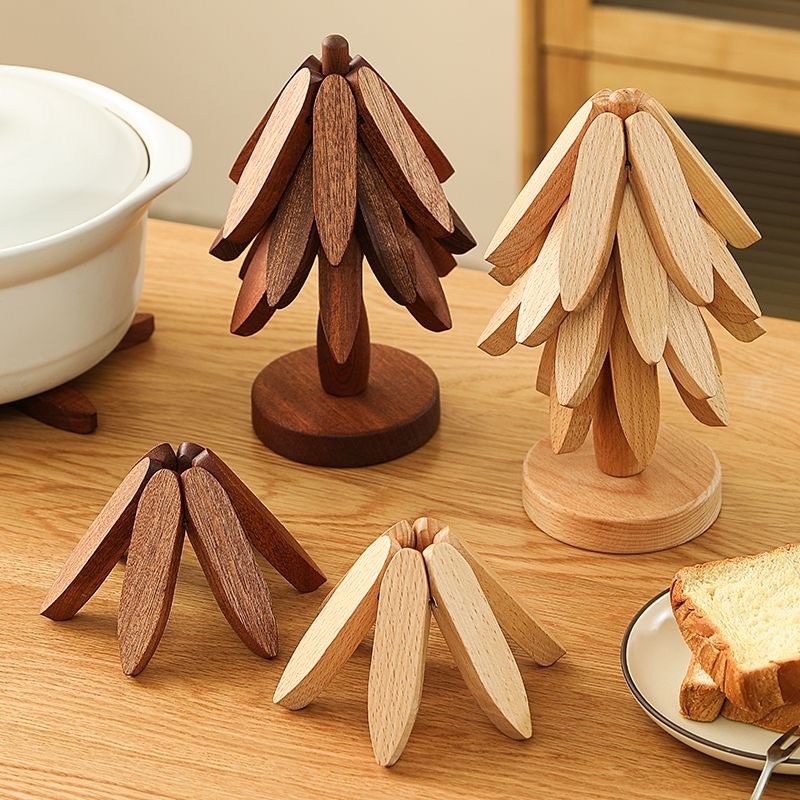 10 Chiếc Có Thể Gập Lại Bằng Gỗ Trivets Cho Đĩa Nóng Gấp Hình Cây Quả óc chó Đen Bàn Thảm Trang Trí Máy Tính Để Bàn Nhà Đế Lót Ly Phụ Kiện