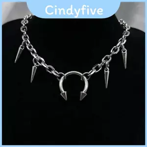 Vòng cổ mặt dây chuyền hình học Punk có chữ thập bằng thép không gỉ cho thời trang nữ