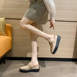 Dép xỏ ngón cho nữ, sandal đế bệt, gót nhọn, đế dày, dép xỏ ngón Mule để mặc bên ngoài
