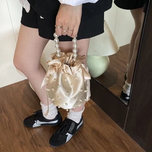 Pearl Bucket Bag New Single Shoulder Senior Messenger Bag Fashionable Versatile Messenger Bag Gi