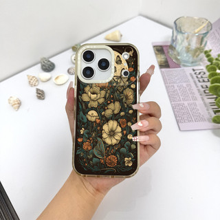 Ốp Lưng Màu Hoa Lớn Màu Retro Tương Thích Cho IPhone 11 12 13 14 15 16 17 Pro Max 12Mini Cover X XR XSMax Silicone Mềm Trong Suốt Cản SE 2022 6 7 8Plus Vỏ Chống Sốc