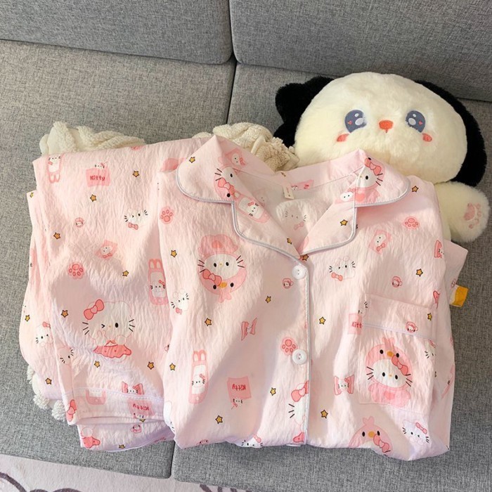 Bộ đồ ngủ cotton Yunduo cho nữ xuân thu quần dài tay mới hoạt hình dễ thương bộ quần áo ở nhà