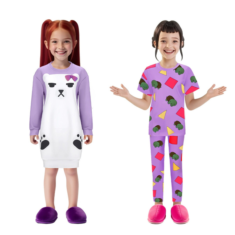 Bộ cosplay pyjama Kpop Demon Hunters Rumi Mira Zoey cho trẻ em, chất liệu polyester, phù hợp dự tiệc và chơi