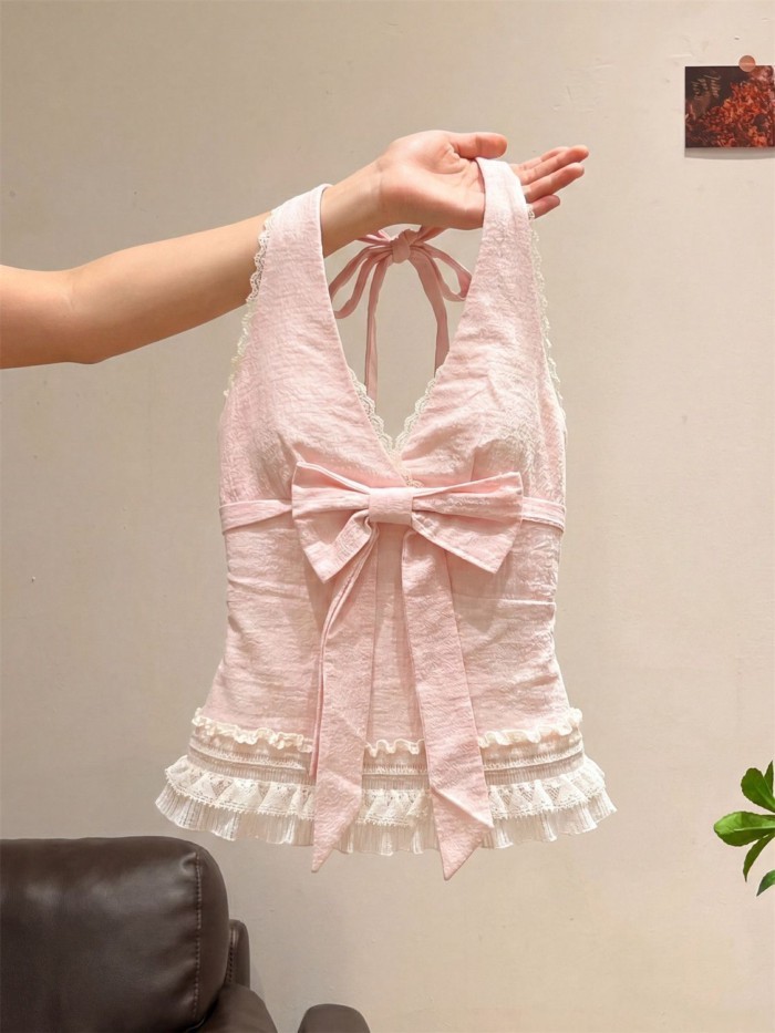 Áo yếm dây nơ hàn quốc dành cho nữ, áo giảm eo đẹp độc đáo