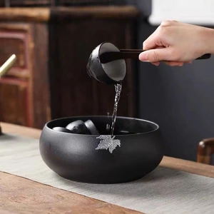 Stoneware Trà Bồn Rửa Lớn Màu Gốm Gia Đình Bát Nước Trà Bảo Quản Bộ Trà Phụ Kiện Bình Đựng Trà Retro Nhật Bản [Bồi Thường Gói Thiệt Hại]