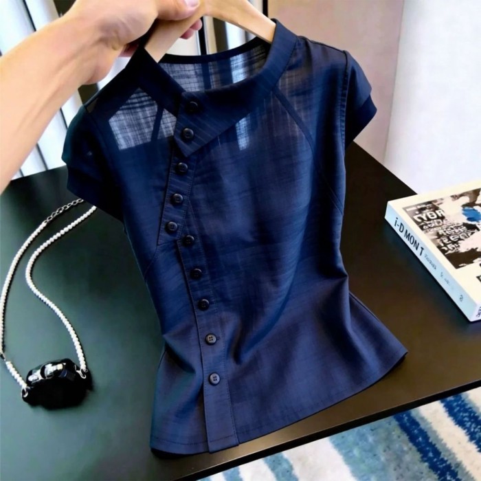 Lan ~ Thiết Kế Pháp Thời Trang Sang Trọng Áo Sơ Mi Nữ Nhỏ 026 Mùa Hè Phong Cách Mới Độc Đáo Đẹp Siêu Đẹp