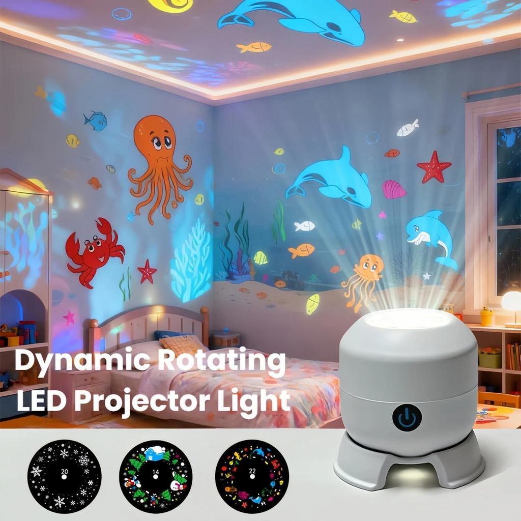 Đèn chiếu Ocean World có thể điều chỉnh Đèn chiếu LED xoay động có thể điều chỉnh USB Plug-in 360° Thiết kế đế xoay độc đáo để trang trí phòng ngủ cho trẻ em